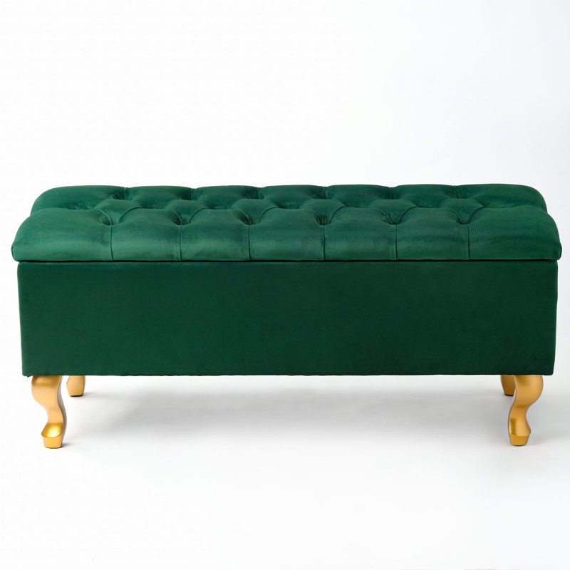 Velvet Upholstered Storage Bench, 42cm H x 120cm W x 40cm D