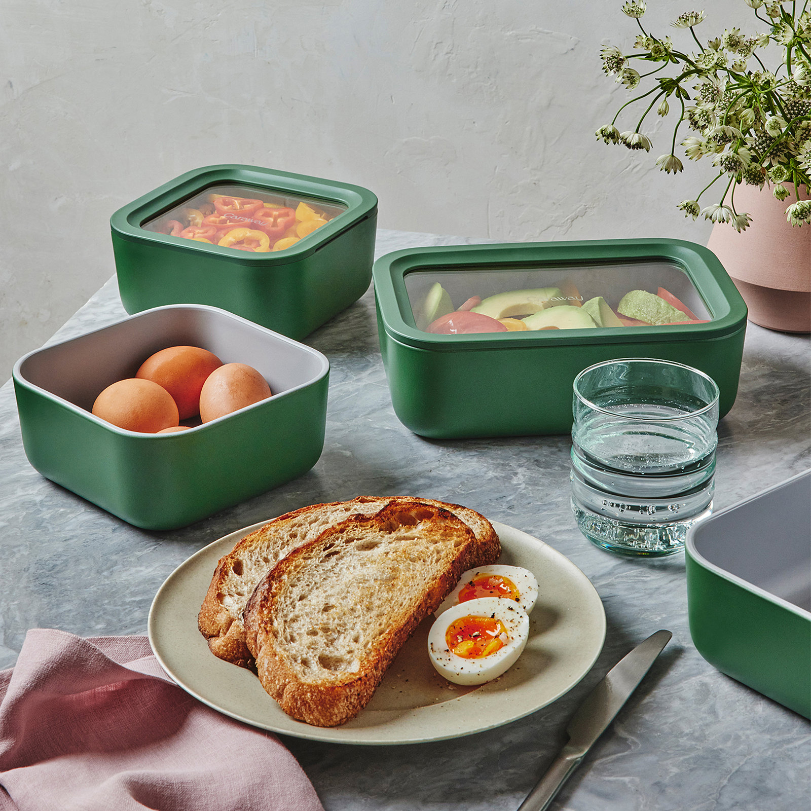 Caraway 14-Piece Glass Food Storage Set, Sage