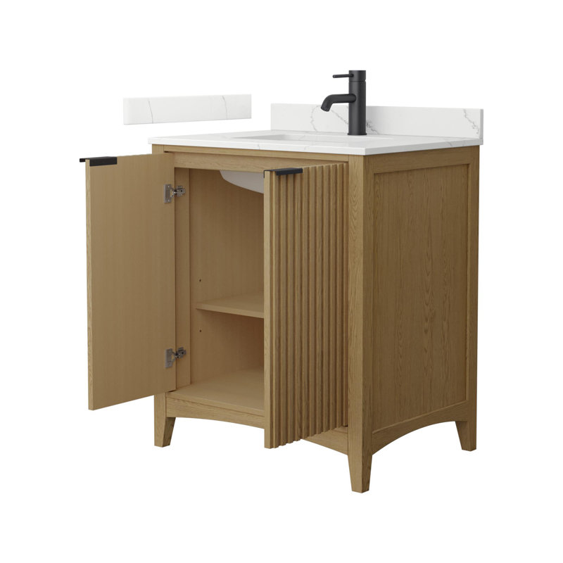 Palmilla 30" Freestanding Single Bathroom Vanity with Quartz Top, Beige / Matte Black, 30", Giotto Quartz
