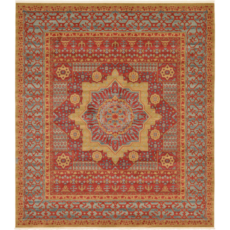 Tapis oriental rouge Ophelia, Carré 10 po x 11 pi 4 po