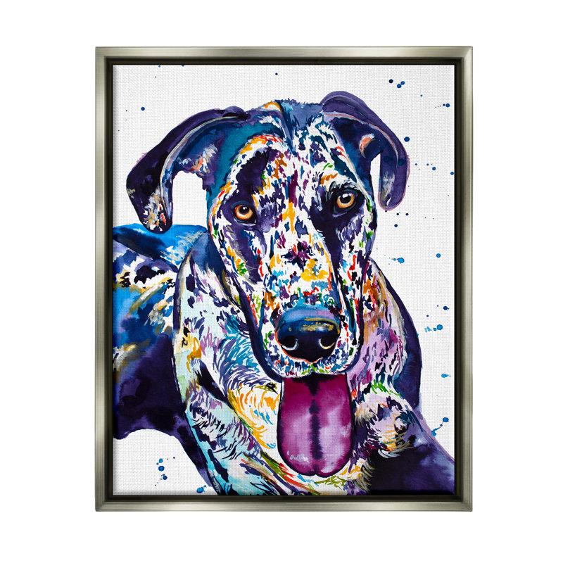 «Abstract Dog Modern Pet Portrait», impression, H 21 po x l 17 po x P 1,7 po, Cadre flottant gris lustré