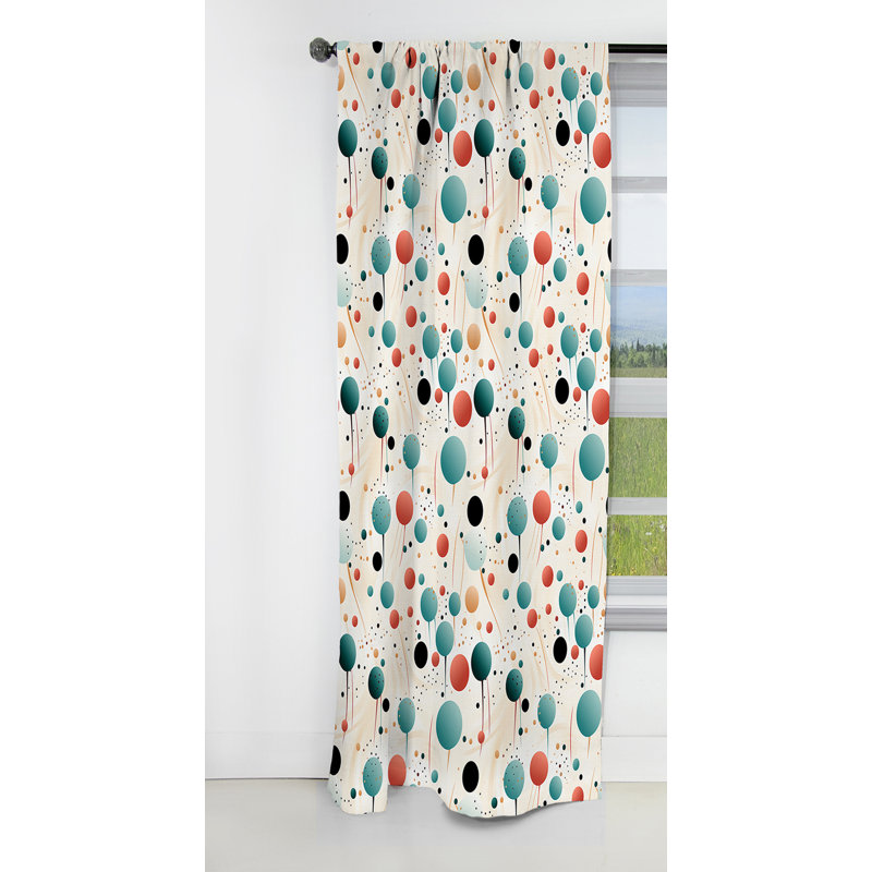 Motif à pois Contemporary Fusion - rideau abstrait - rideau occultant - 1 panneau, L 52 po x L 120 po