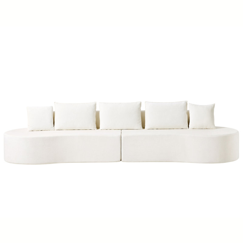 Canapé modulaire incurvé moderne 138,6 po avec éponge entièrement compressée haute densité, White Polyester