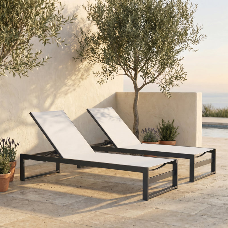 Ensemble de 2 chaises longues inclinables en aluminium Howe, Blanc