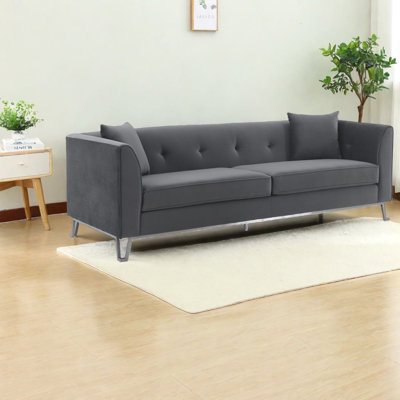Modern Gray Fabric Sofa With Stainless Steel Legs For Versatile Spaces
