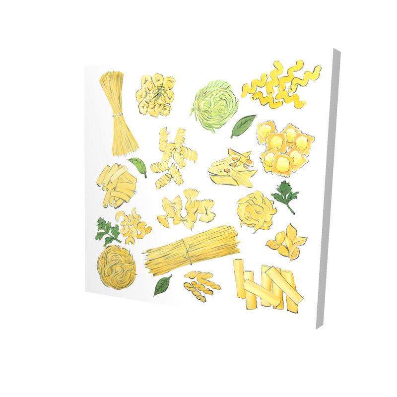 Variété de pâtes variées - toile vibrante décorative