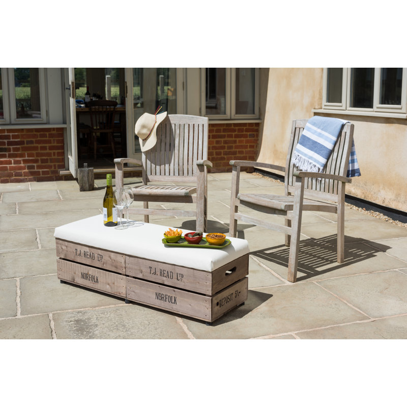 Edson Upholstered Outdoor Ottoman, White