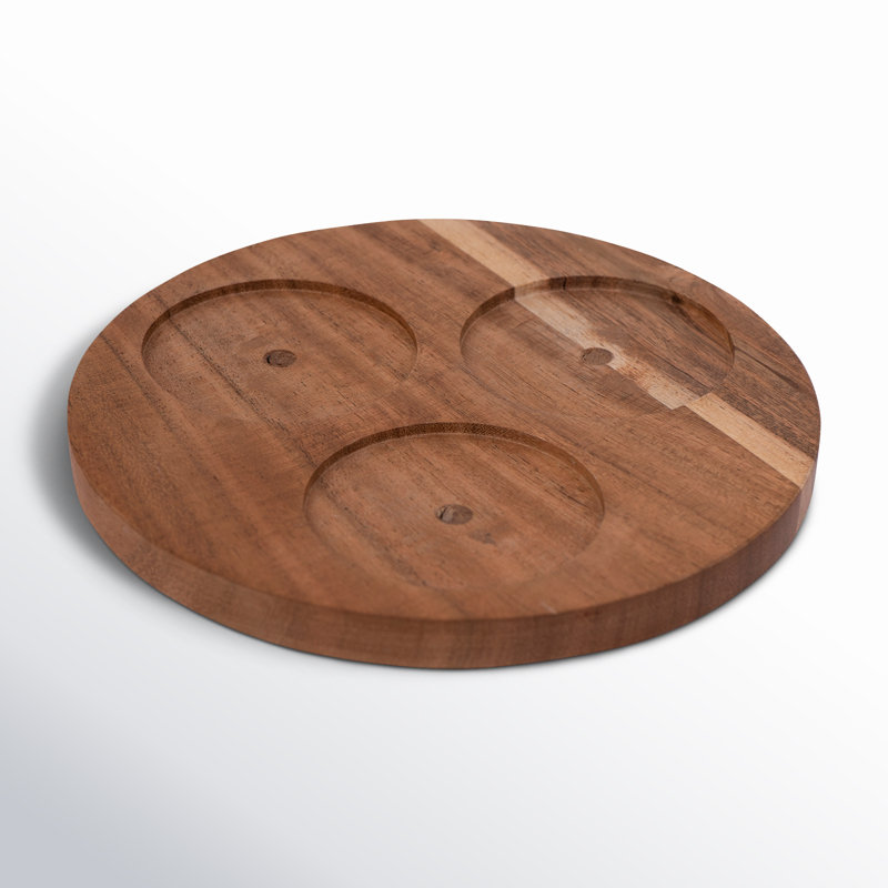 Round Wood Condiment Server