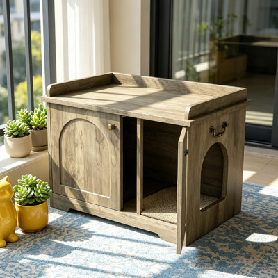 Enceinte de litière pour chat avec matelas à griffer, maison pour chat, style moderne