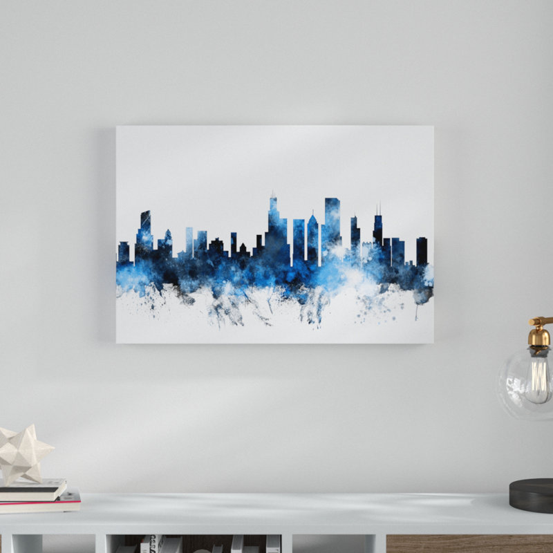 «Chicago Illinois Skyline II» par Michael Tompsett, impression sur toile tendue, H 22 po x l 32 po x P 2 po