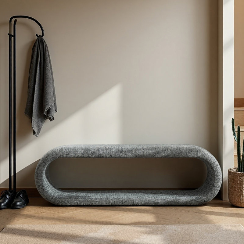 Banc rembourré 52,17 po Chenille, Gris