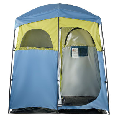 Camping Shower Tent, 2-Room Portable Privacy Tent Changing Room With Shower Bag, Ground Stakes, Ropes, Carry Bag, And Support Poles, 150D Oxford Fabric With Silver Coating, For Camping, Fishing