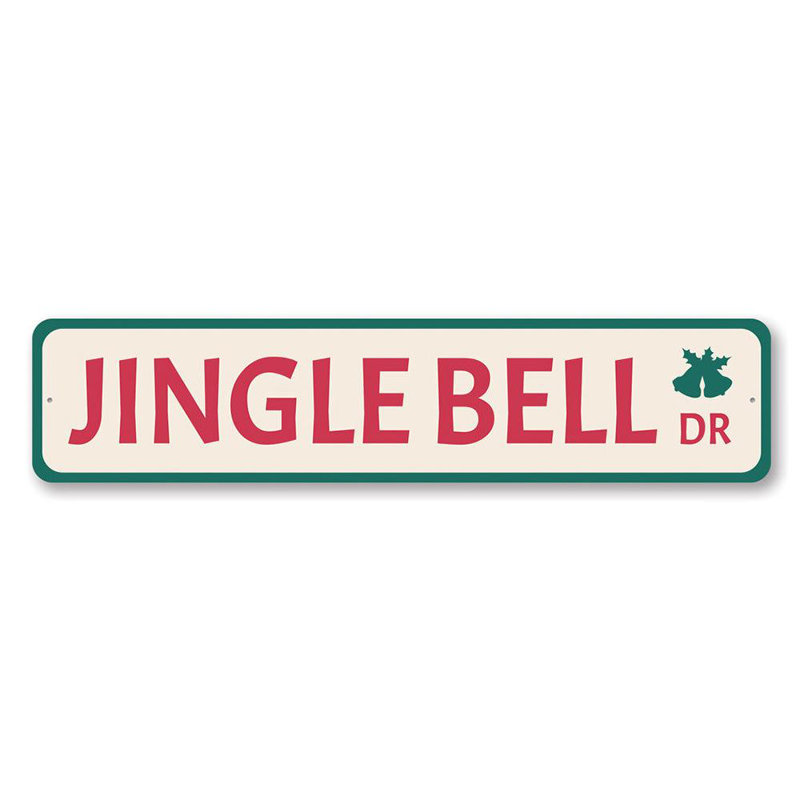 Plaque en aluminium Jingle Bell Drive, H 4 po x l 18 po x P 0,04 po