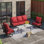 Ensemble de conversation de patio en métal pour 5 personnes avec chaises longues pivotantes Carli
