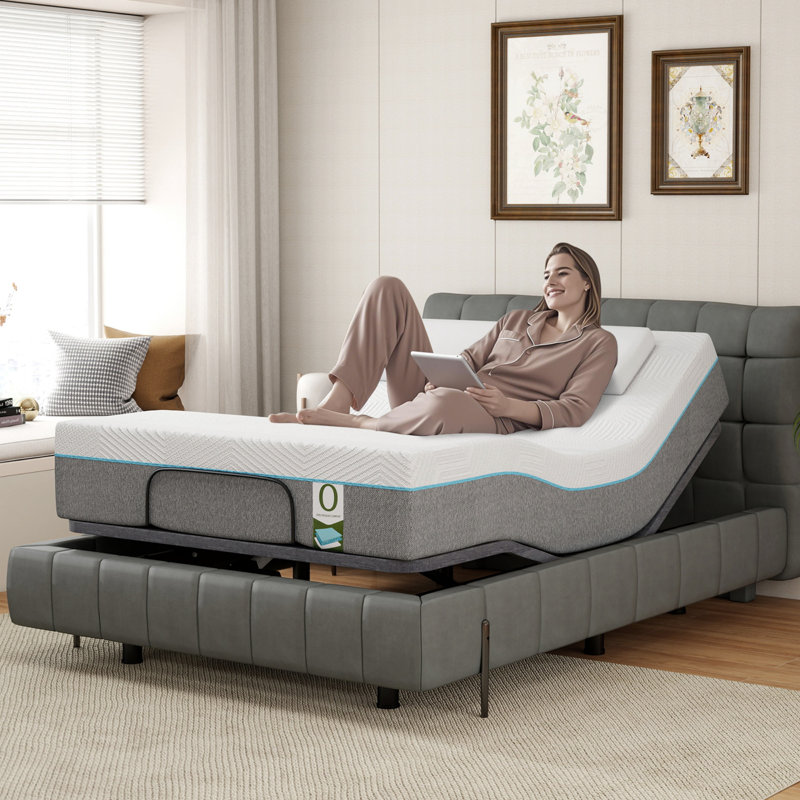 Adjustable Bed Frame With Memory Foam Mattress, Queen