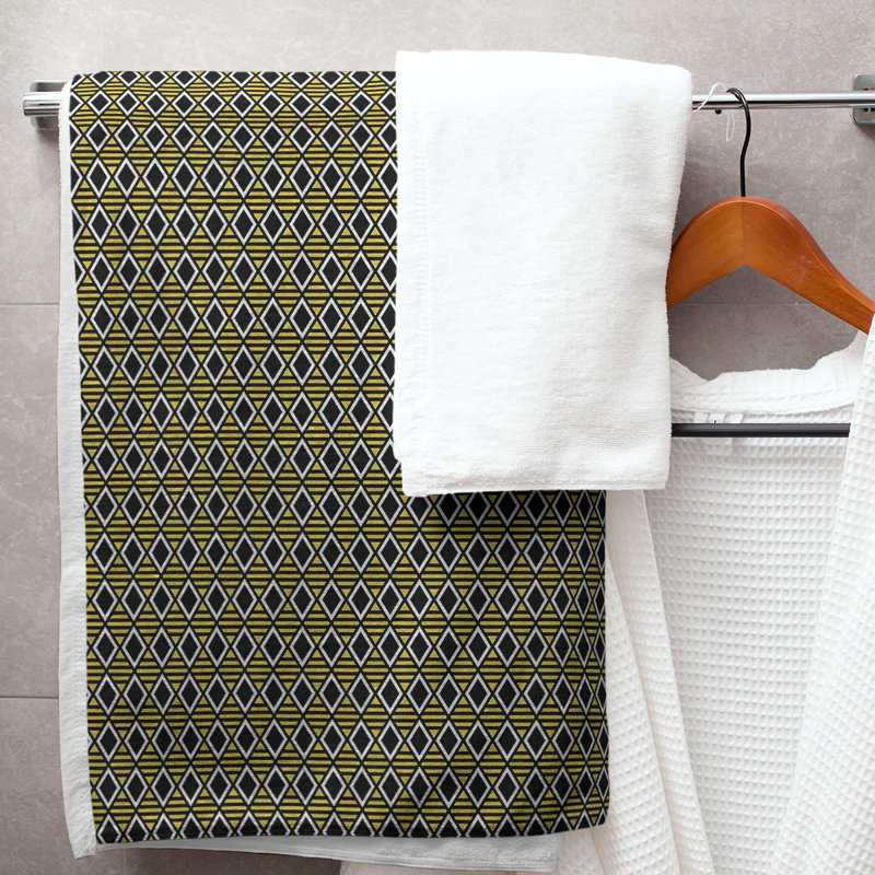Serviette de bain à losanges géométriques, Jaune