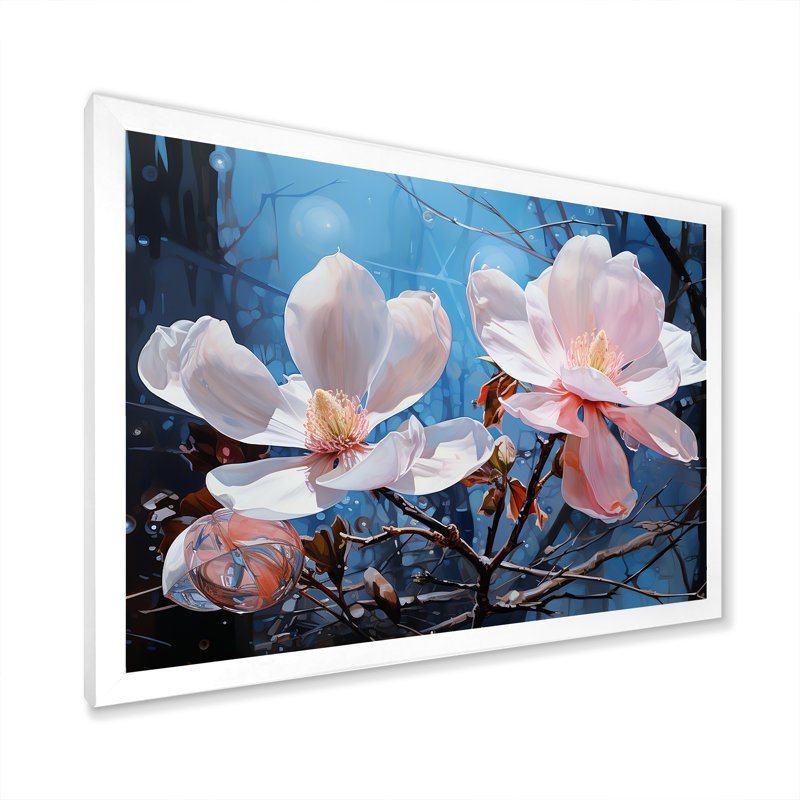 «Luxurious Magnolia Tranquility III», reproduction sur toile, H 30 po x l 40 po x P 1,5 po, Cadre simple blanc