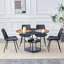Ensemble de salle à manger 5 pièces rond industriel moderne avec rangement à 2 niveaux, 47,3 po en bois avec table d'épissure noire -294597660-273278153