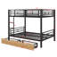 Full-Size Metal Convertible Bunk Bed With Two Built-In Drawers