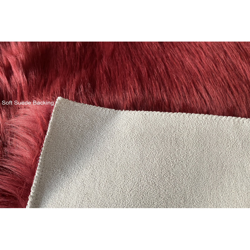 Rejetta Faux Fur Indoor Rug, Rectangle 3' x 5', Burgundy