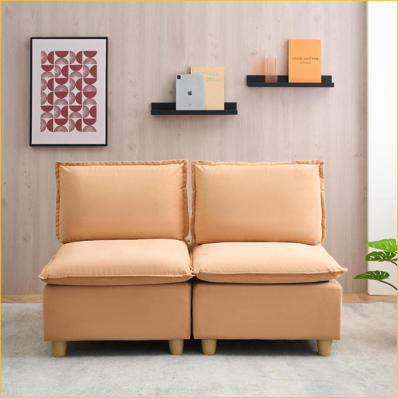 Canapé-lit en flanelle citrouille minimaliste à 2 places 58 pouces pour salon et ampoules Sofas Balcon | Mélange de polyester | Cabriole