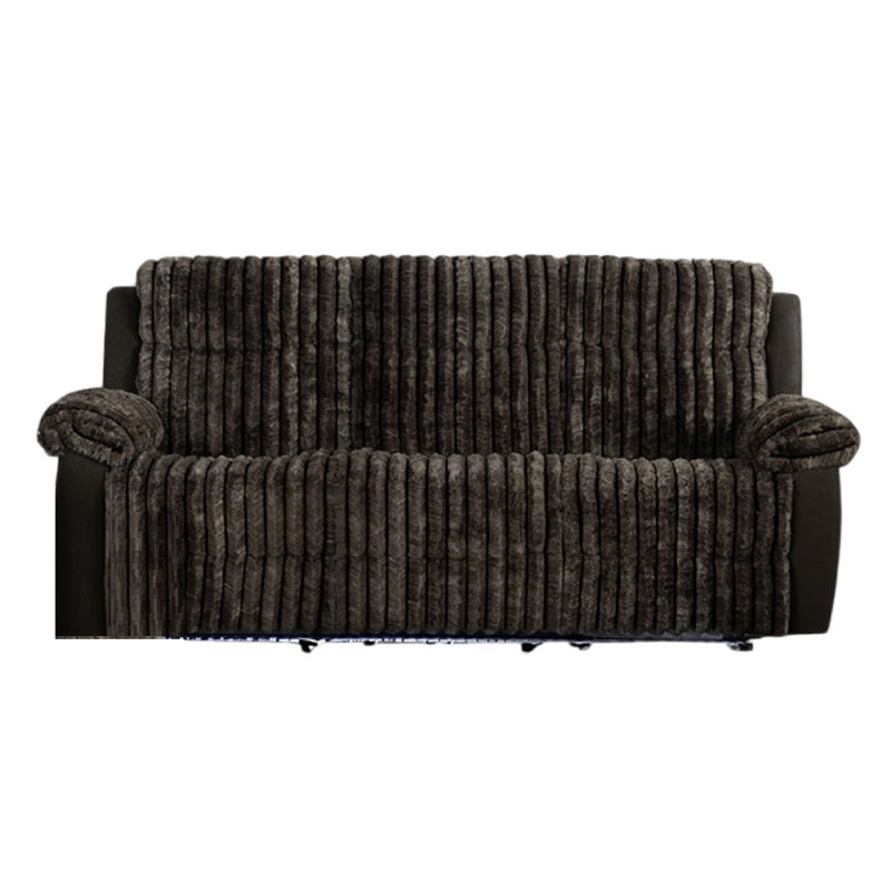 Canapé inclinable manuel Jeya, tissu en fausse fourrure large Wale, brun, 83 po, Fausse fourrure brune