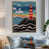 Toile avec cadre flottant or