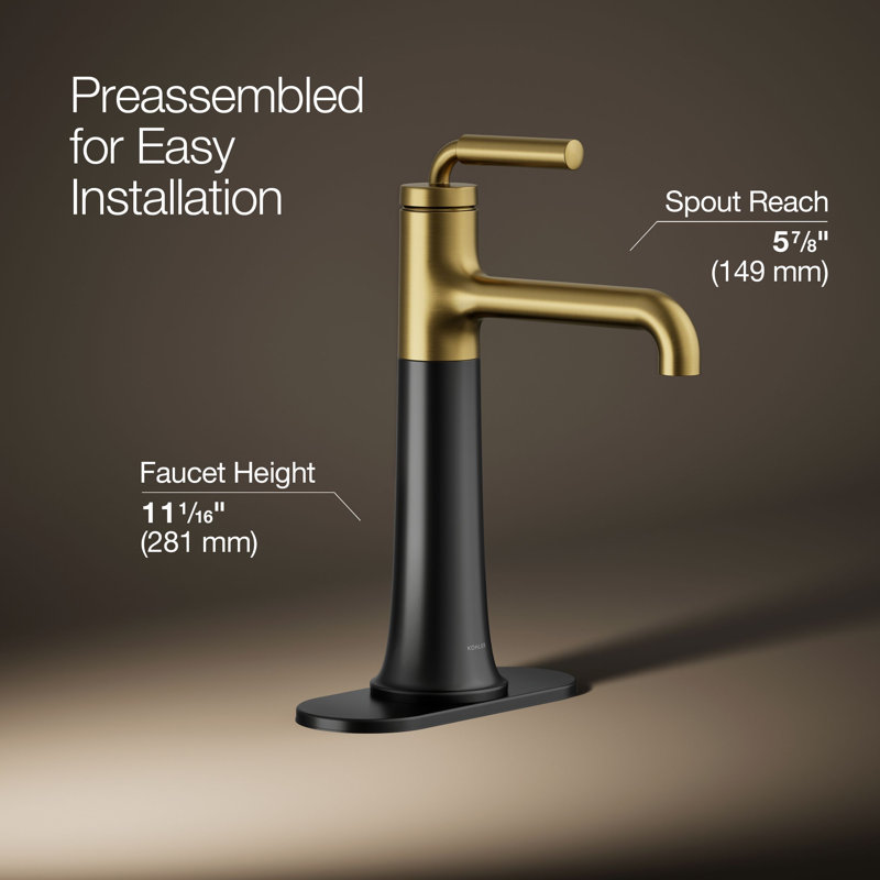 Tone Single-Handle Bathroom Sink Faucet, 1.2, Matte Black/Modern Brass