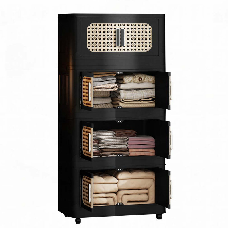 20" Side Wide Folding Storage Cabinet ,5 Tier, 50" H x 19.69" W x 11.81" D