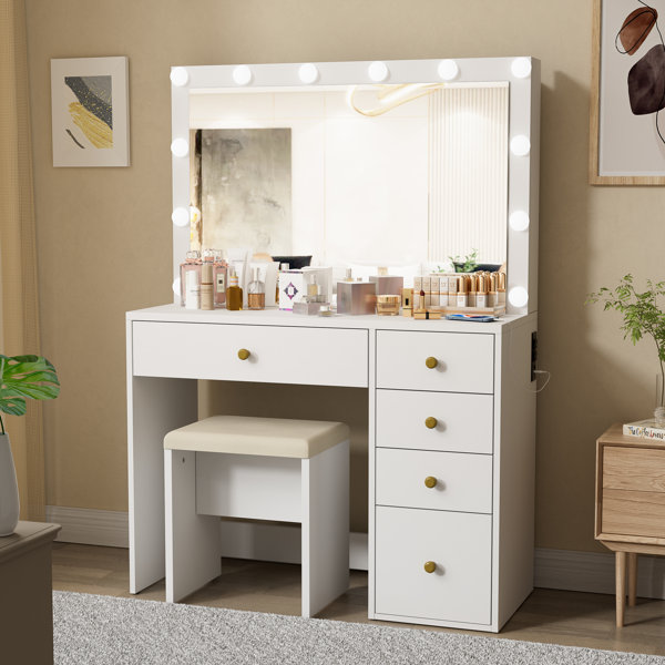 Coiffeuse moderne rayofi avec miroir led 3 couleurs, 3 tiroirs et placard en verre, l 120 x h 90 x p 40 cm (sans tabouret Coiffeuse moderne rayofi avec miroir led 3 couleurs, 3 tiroirs et placard en verre, l 120 x h 90 x p 40 cm (sans tabouret