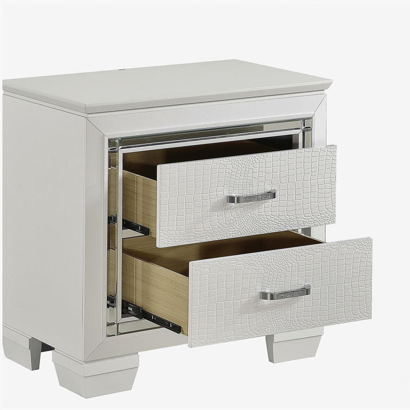 Table de chevet 1 pièce Glamour Design Furniture, Blanc