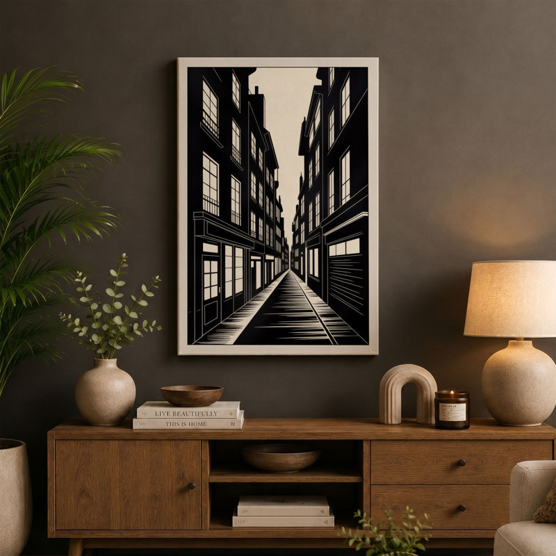Urban Geometry Industrial - Wrapped Canvas, 24x16 - 61.0 x 40.6 cm, Teal Border