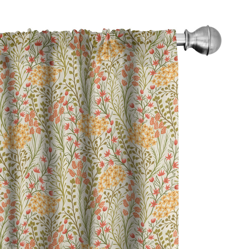 Floral Semi-Sheer Rod Pocket Curtain Panels, 28" x 84"