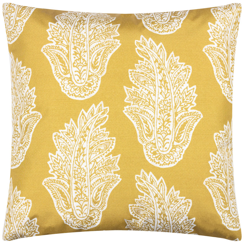 Kalindi Paisley Indoor / Outdoor Floral Square Throw Pillow Cover, Saffron