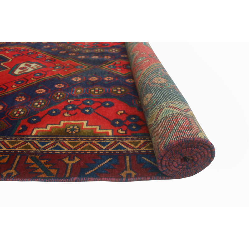 One-of-a-Kind 3'9 x 9'9 1980s Runner Wool Area Rug in Beige and Blue