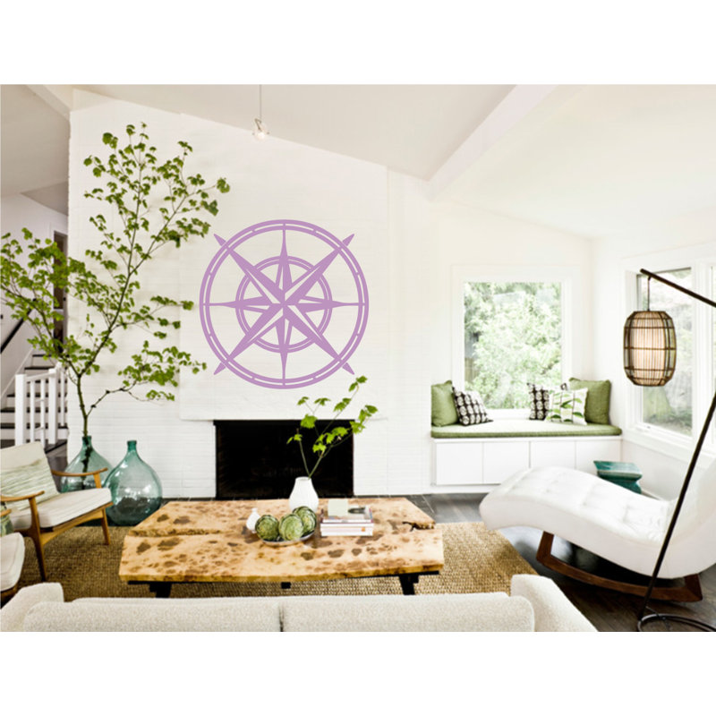 Décalcomanie murale boussole north star, H 30 po x l 30 po x P 0,01 po, Lilas