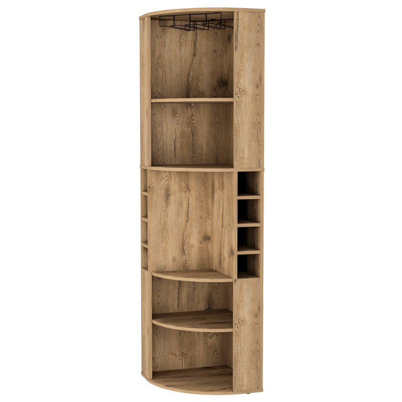 5-Shelf Corner Bar Storage - Optimize Living Space Wood Material, 18.5 X 70.8 Inches Cabinet 5 Shelves For Efficient Brown Finish, 95.2 Lbs Heavy