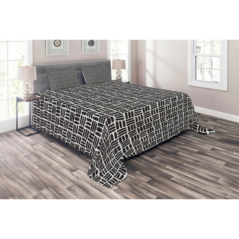 Modern & Contemporary Geometric Shapes Coverlet, King Bedspread + 2 Shams