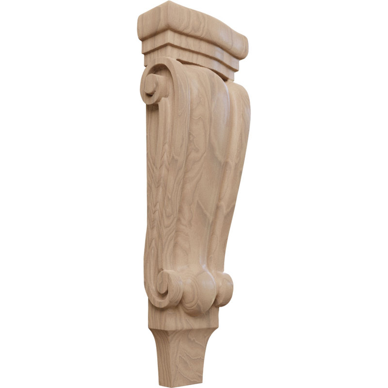 Corbeau moyen en bois de pilastre traditionnel, Acajou