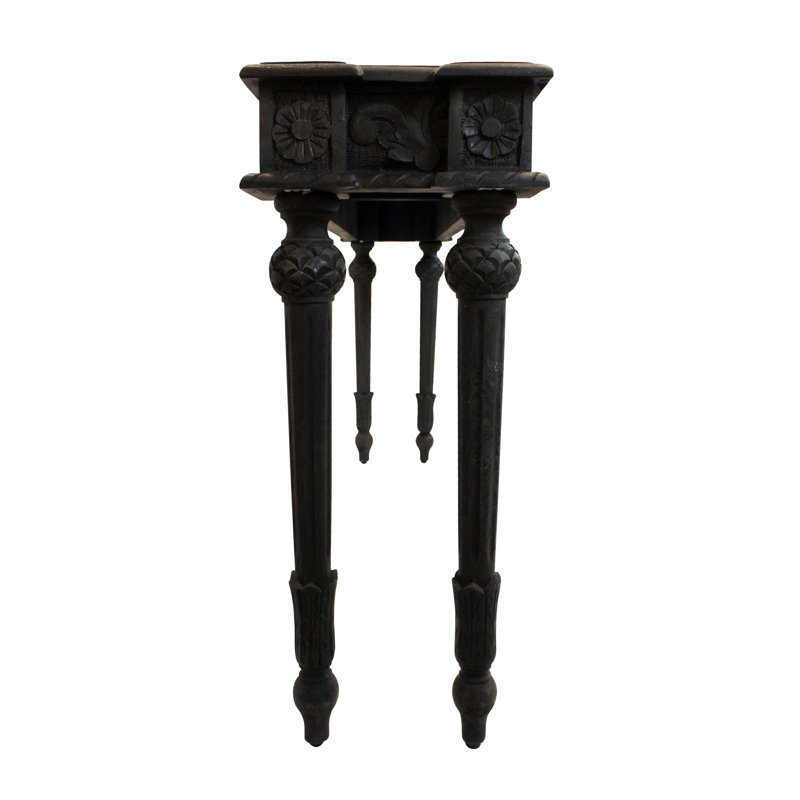 Console 54 po en bois massif vieilli, Gris antique