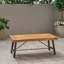 Table basse d'extérieur en bois d'acacia, finition teck / métal brun rustique et noir