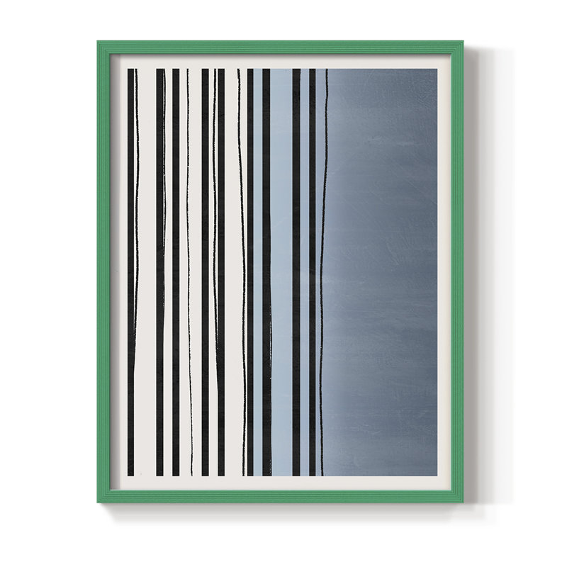 Abstracto Azul I Framed Print - Solid Wood, Green, 10" H x 8" W