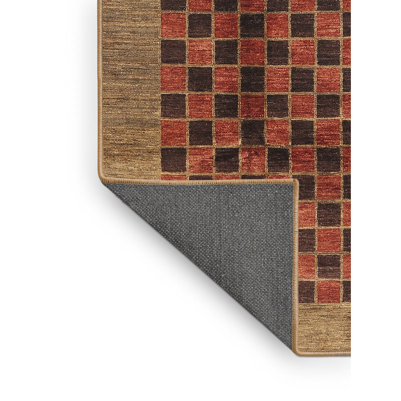 Tapis contemporain brun / rouge, Rectangle 5 pi x 7 pi