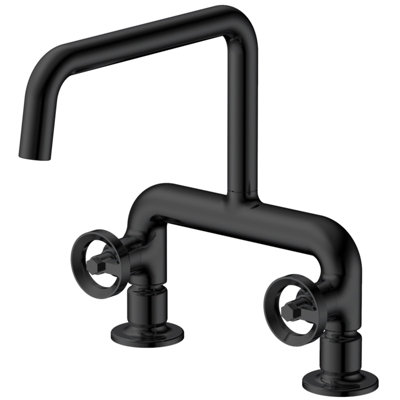 2 Hole Bridge Kitchen Faucet Double Handle Kitchen Sink Faucets Brass Kitchen Basin Taps