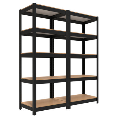 Étagère moderne en acier laminé noir 24 po à 5 niveaux pour la maison et le garde-manger
