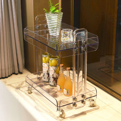 Ghost Tray Two Tier Wheeled Cart Table