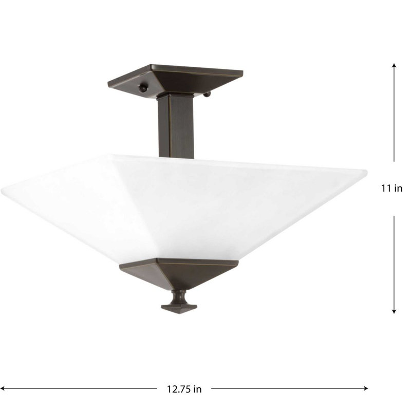 Jadyn Glass Semi Flush Mount, Antique Bronze