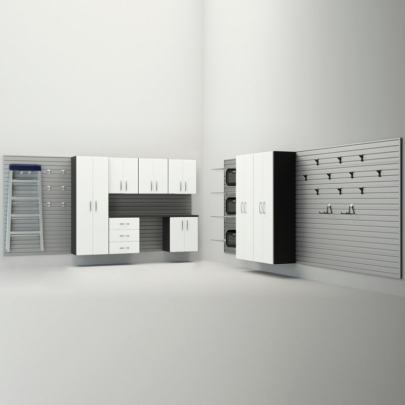 8 Piece Complete Storage System, White/Silver