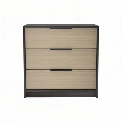 Commode 3 tiroirs Kaia, plateau supérieur - noir / pin