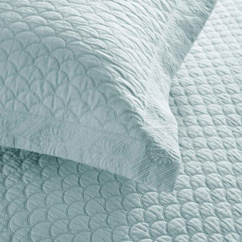 Ensemble de courtepointe en coton TMquilt, Courtepointe pour lit grand + deux taies décorati, Vert
